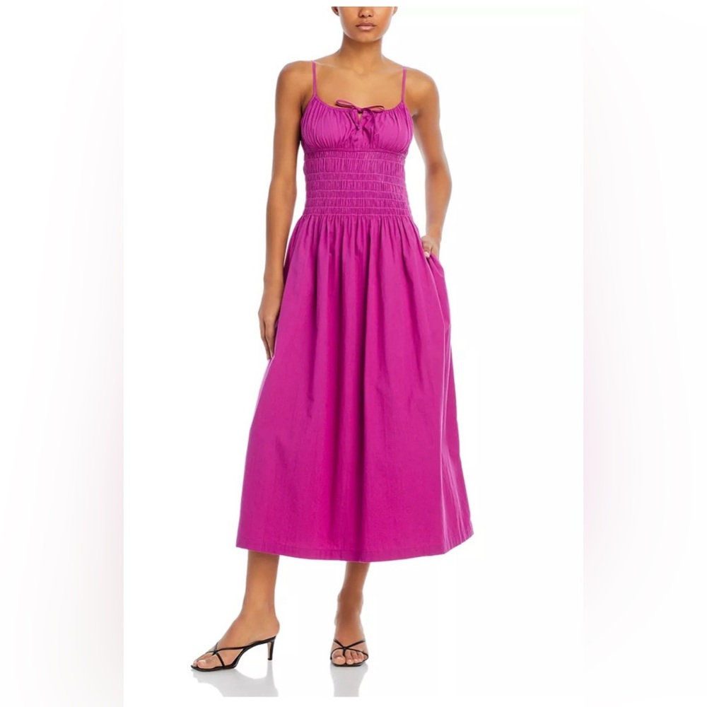 NWT Ciao Lucia Fuchsia Smocked Midi Dress with Tie Front